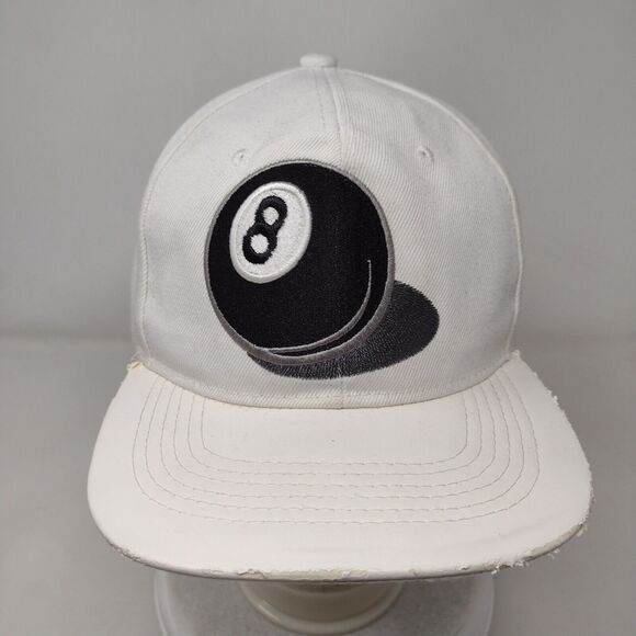 8 Ball Snapback Hat White One Size Adjustable Embroidered 6 Panel Joy Cap - Picture 2 of 8